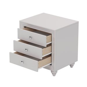 Mesa de Noche Moderna de 3 Cajones en Color Crema Gris para Dormitorio y Sala de Estar - Product Image 4