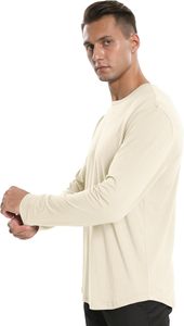 <b>Men</b> <b>Long</b> <b>Sleeve</b> T-Shirt 100% Cotton O-Neck Regular Fit Solid Color Casual Breathable Knitted Jersey <b>Top</b> Quality - Product Image 3