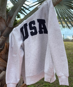 Sweat-shirt pull-over col montant à manches longues pour femme, coupe oversize, avec motif lettres USA, respirant, décontracté, hiver, vente en gros personnalisée - Product Image 3