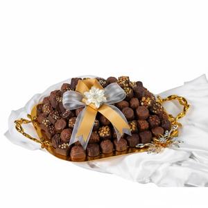 High Quality Gold Metal Chocolate Tray Decorative Sweets Serving Platter Tableware Chocolate Tray For Wedding And <b>Hotel</b> <b>Supply</b> - Product Image 1