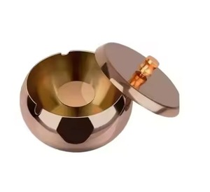 Smooth Finish Metal <b>Ashtray</b> Cigarette Ash Holder Wind Resistant Outdoor Indoor Smoking Table Decor - Product Image 1