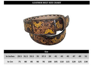 Nouvelle ceinture en cuir véritable de vachette pleine fleur, artisanale, authentique, de marque supérieure, avec motif tournesol, boucle détachable, unisexe - Product Image 2