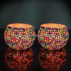 Fournisseur d'usine Décoration de maison de luxe Porte-bougie en mosaïque de verre Fait à la main Porte-bougie décoratif pour salon - Product Image 2