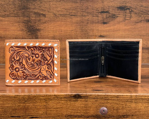 Cartera plegable corta con múltiples posiciones de cuero mecanizado a mano para hombre, carteras con bloqueo RFID de piel de vaca hechas a mano con costuras ultra fuertes - Product Image 2