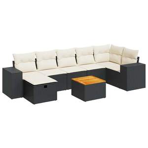 Conjunto de Sofás Modulares Grandes de Ratán PE Color Crema para Jardín, Negro y Crema, con Excelente Durabilidad para Exteriores - Product Image 2
