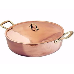 Cacerola Premium de Cobre Puro con Borde Acampanado y Asas de Latón Fundido para Comidas Elegantes y Decoración de Resorts - Product Image 2