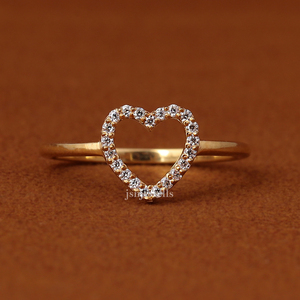 Anillo de compromiso con diamante en forma de corazón, semimontura de oro macizo de 14K con engaste pavé y diamante cultivado en laboratorio - Product Image 4
