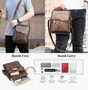 Maletín Ligero de Cuero Genuino para Hombre y Bolsa de Mensajero para Negocios con Cierre de Cremallera, Diseño Duradero, Color Marrón, para Viaje - Product Image 2