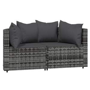 3-Piece Gray Poly <b>Rattan</b> Patio Lounge Set with <b>Cushions</b> Garden Sets - Product Image 3