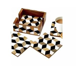 High Quality Glass Bone Inlay <b>Coaster</b> Set 4-Piece Tea Coffee Drink Tableware Kitchen Decor with Heat Protection for Home Use - Product Image 6