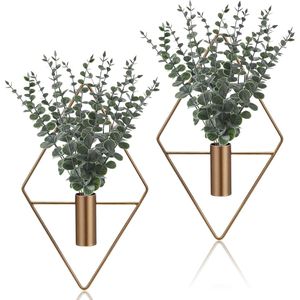 Set di 4 Vasi Sospesi in Metallo Geometrici Moderni Boho, Vaso per Eucalipto Artificiale da Interno, Design Ondulato per Bagno e Parete - Product Image 3