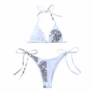 Hot Selling New Printed Beachwear Bikini Set for Women Plus Size Seamless Bra 2-Piece Set with <b>Strings</b> for Bathing - Product Image 5