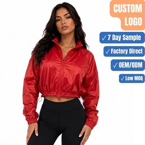 Lightweight Breathable Polyester Cropped Windbreaker <b>Jacket</b> OEM Wholesale Unisex - Product Image 1