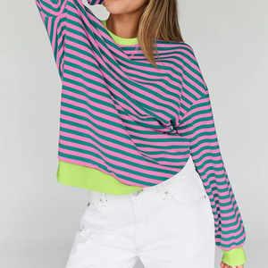 Sweat-shirts à manches longues pour femmes, taille plus, 100% coton, écologiques, lavés, conçus sur mesure, service OEM, automne/hiver - Product Image 3