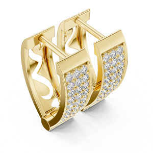 Lab Grown Diamond 18K <b>Solid</b> Gold V Shaped <b>Hoop</b> <b>Earrings</b> Round Cut Pave Diamond Huggie <b>Earrings</b> DEF VVS Fine Jewelry for Women - Product Image 4