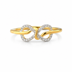 Anillo de Diamantes de Oro Amarillo de 18K, Diamante Natural de 0.15ct, Claridad SI G-H, Diseños Infinitos Entrelazados, Joyería Fina para Regalo |   Anillo de Lujo - Product Image 1