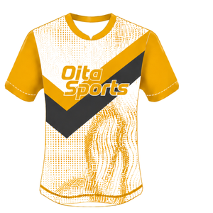 Yellow <b>White</b> <b>Black</b> Short Sleeve Rugby Jersey Crew Neck Graphic Athletic Performance Team Sportswear Training Match Rugby Shirt - Product Image 1