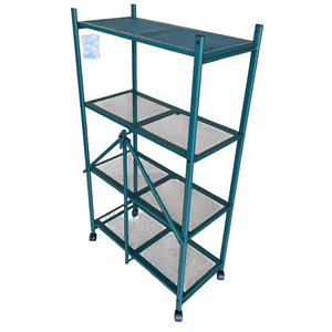 Estantería Metálica Plegable de 4 Niveles con Ruedas, Estantes de Almacenamiento Modernos con Ruedas para Sala de Estar y Oficina en Casa, Ahorro de Espacio - Product Image 1