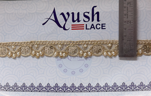 Bordure en dentelle brodée de perles et de sequins ethniques indiens pour mariée, ruban en organza de 1,5 pouce, garniture en tissu pour sari, lehenga, dupatta - Product Image 3