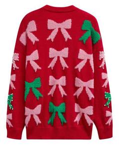 Suéter de Punto para Mujer con Hombros Caídos - Jersey de Invierno de Corte Holgado - Suéter de Punto Femenino Elegante de Hilo Suave con Perlas de Diamante - Product Image 2