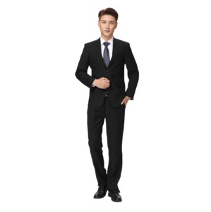 Costume trois pièces en laine bleu à carreaux pour homme, style britannique, double boutonnage, col cranté, tenue formelle professionnelle - Product Image 3