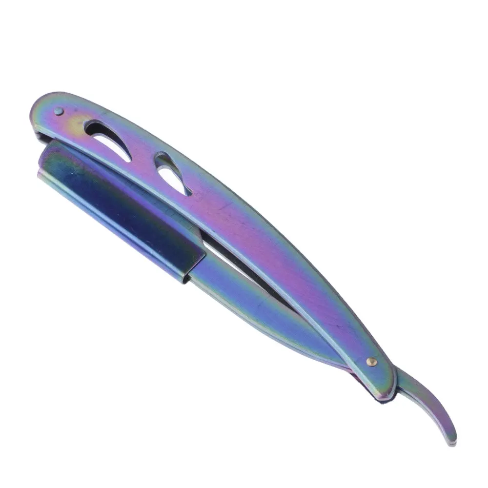 Rasiermesser Barber Custom Rasiermesser in Regenbogen farbe Edelstahl Rasieren Gerade Haarentferner mit einer Kante Rasiermesser