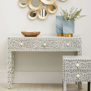 Luxury Entryway Bone Inlay <b>Console</b> <b>Table</b> With Handmade Detailing And Modern Furniture Design - Product Image 4