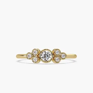 Lab Grown Bezel Set Cut Diamond <b>Stacking</b> Promise <b>Ring</b> Women's 14k 18k 10k Solid Gold Classic Minimalist Stackable <b>Ring</b> for Gift - Product Image 1