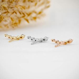 Pendiente individual de oro de 14K con diamante cultivado en laboratorio, tipo climber, con diseño de serpiente, de oro macizo, joyería elegante para mujer - Product Image 6