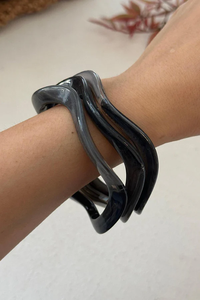 Fashion Statement Colorful Resin Bangles Large Square Acrylic Bamboo Stretch <b>Adjustable</b> <b>Bracelet</b> - Product Image 4