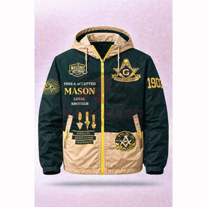 Chaqueta Cortavientos Masónica Personalizada, 100% Algodón, Ligera, Impermeable, Ecológica, con Logotipo Masónico Bordado, Venta al Por Mayor, OEM - Product Image 1