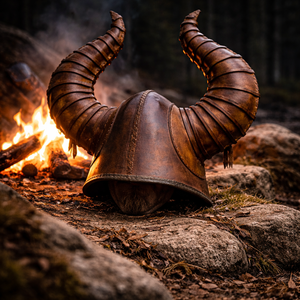 Casco Vikingo de Cuero Hecho a Mano, Casco de Armadura Vikinga Medieval para Cosplay, LARP y Decoración para Uso en Exteriores - Product Image 3