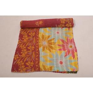 Indian Cotton Kantha Gudri Bedspread <b>Handmade</b> Vintage Reversible <b>Quilt</b> Throw for Bedroom Decor - Product Image 3