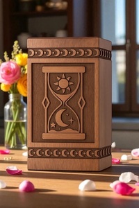 Urne funéraire personnalisée Sablier Soleil-Lune avec gravure sur mesure - Urne commémorative écologique durable en bois naturel - Product Image 5