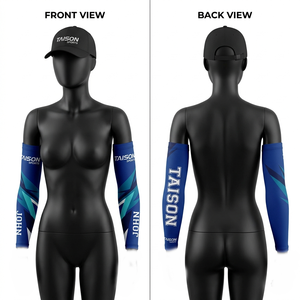 Manguito de Voleibol de Poliéster Spandex Premium 220 GSM con Diseño de Paneles Azul y Verde, Transpirable, Elástico, Sublimación, Logotipo Personalizado - Product Image 4