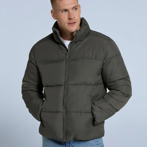 2026 Winter Custom Style Puffer Jackets Zipper Cotton Filling Stand Collar Front Logo Breathable Thick Outdoor Jacket Men - Product Image 5