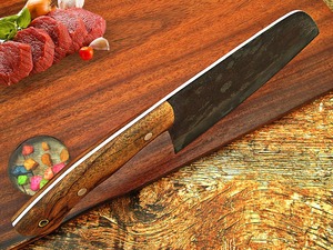 Custom Handmade Forged Carbon Steel Cleaver <b>Knife</b> Wood Handle Leather Sheath 8in 3.0mm Thick Blade Extra <b>Sharp</b> Modern Dishwasher - Product Image 3
