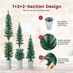 Set di 3 Alberi di Natale Artificiali in Vaso di Alta Qualità, 300cm, Mini Alberi Innevati in PET, Decorazione Natalizia Realistica per Esterni, Personalizzabile - Product Image 5