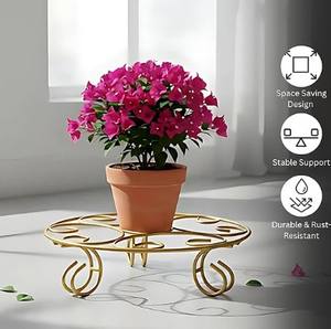 Support de pot pour jardin, support de pot antirouille pour balcon extérieur, support de pot de fleurs pour balcon, support de pot pour intérieur/extérieur en fer - Product Image 5