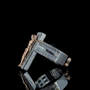 Unique Jesus <b>Cross</b> Men's <b>Ring</b> Hip-Hop Round & Baguette Cut Moissanite Diamond <b>Ring</b> 925 Sterling <b>Silver</b> Two Tone Iced Out Jewelry - Product Image 5