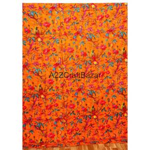 Edredón Kantha Indio Hecho a Mano, Vintage, Ecológico, Reversible, Bordado, Doble, 100% Algodón Orgánico, para Hogar y Hotel - Product Image 1