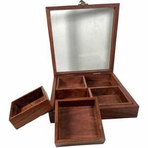 Natural Wooden Spice <b>Box</b> with Lid Handmade <b>Masala</b> Organizer for Kitchen Counter and Dining Table Decor Herbs & Spices - Product Image 5