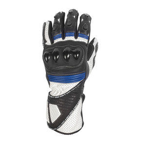 Gants de course en cuir à doigts entiers, design respirant avec empiècements en mesh, fermeture auto-agrippante, unisexe, pour la conduite - Product Image 2
