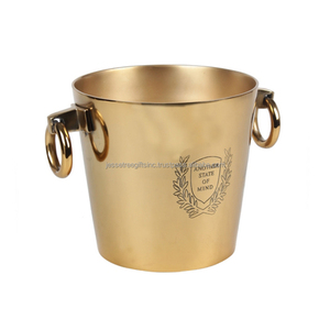 Enfriador de vino de hoja de metal con acabado chapado en oro Forma ovalada larga Excelente calidad con soporte para servir Precio al por mayor - Product Image 4