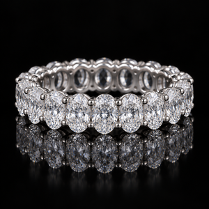 Anillo de Eternidad con Diamantes de Corte Ovalado, Oro Sólido de 10K, Anillo de Boda de Eternidad Completa, Diamante Moissanita, Fabricante de Joyería Personalizada - Product Image 3