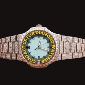 Reloj de Cuarzo de Lujo para Hombre con Esfera Azul Cielo, Caja Cuadrada, Oro Blanco, Estilo Hip Hop, con Diamantes Moissanite, Precio al por Mayor - Product Image 1