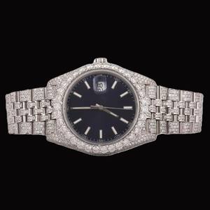 Reloj Personalizable con Esfera Negra y Caja Redonda, con Diamantes Moissanite, Resistente al Agua, para Hombre, Ideal para Regalo y Fiestas, Disponible a Buen Precio - Product Image 3