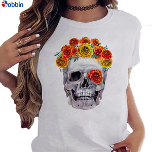 T-shirt unisexe d'été blanc pour fille, haut décontracté respirant avec imprimé graphique, motif rose et papillon, modèle basique - Product Image 5