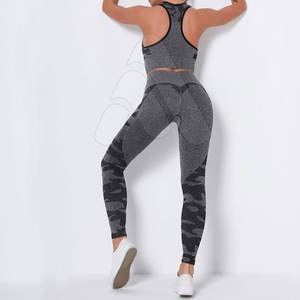 Ensemble de yoga pour femmes à haute élasticité, 2 pièces, soutien-gorge de sport respirant et leggings, vêtements de sport - Product Image 5