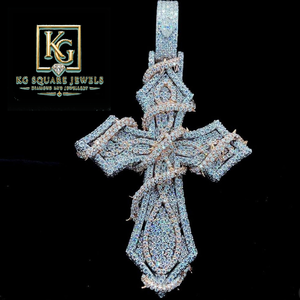 Collar con Colgante de Cruz de Moissanita Cristiana de Plata de Ley 925, Chapado en Oro, Joyería Hip Hop para Fiesta - Product Image 2
